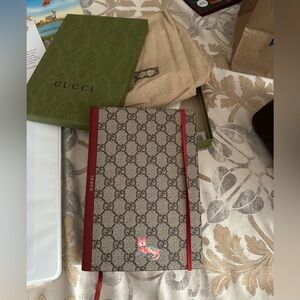 Gucci GG Pattern Notebook with Red Trim
